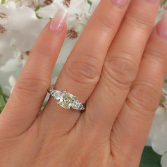 Light Yellow Cushion Diamond Engagement Ring 1.51ct 14k White Gold $12,000 Value