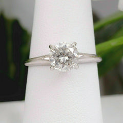 Round Salt & Pepper Diamond Solitaire Engagement Ring 1.49 cts 14kt White Gold