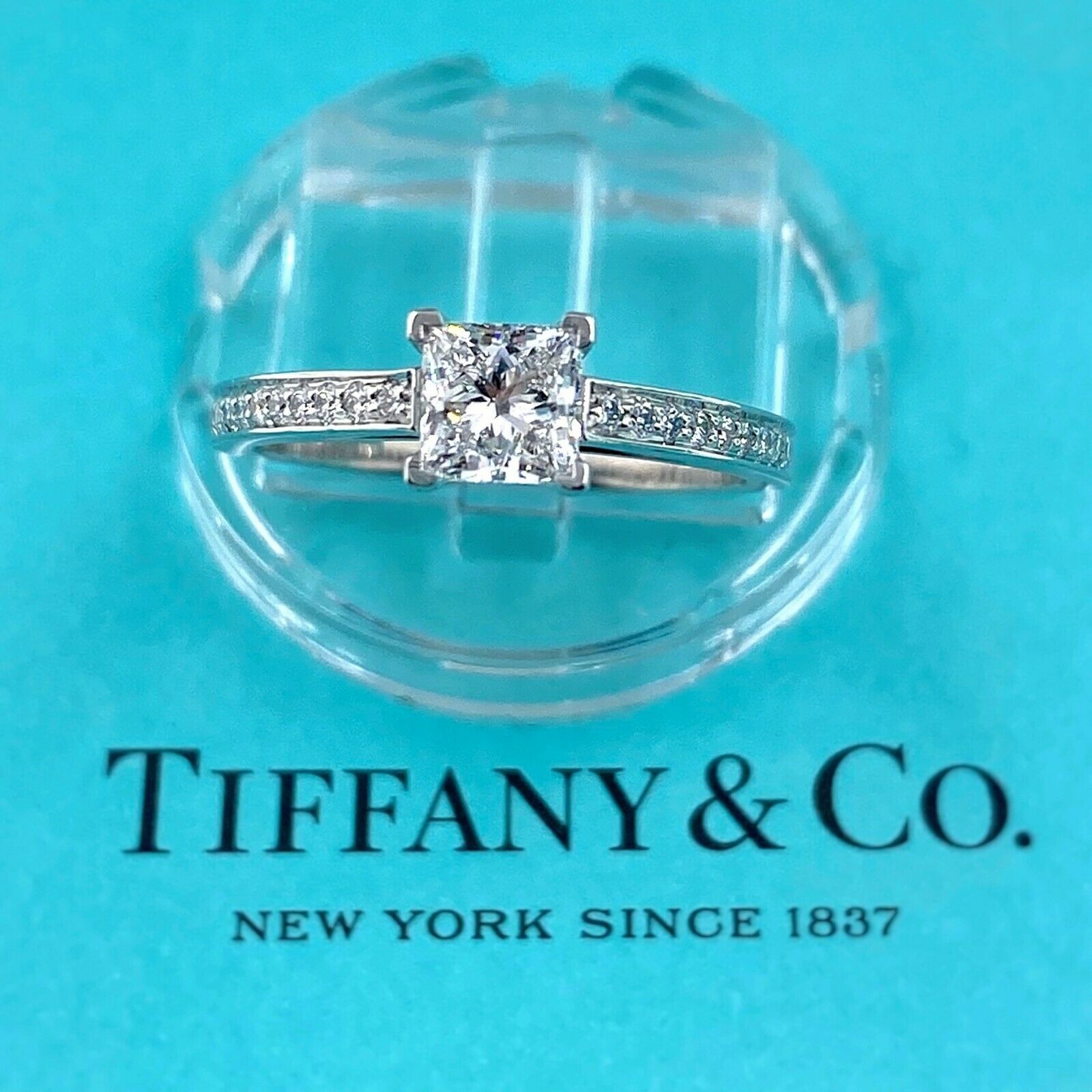 Tiffany & Co GRACE Princess Diamond 0.89 tcw Engagement Ring Diamond  Certificate