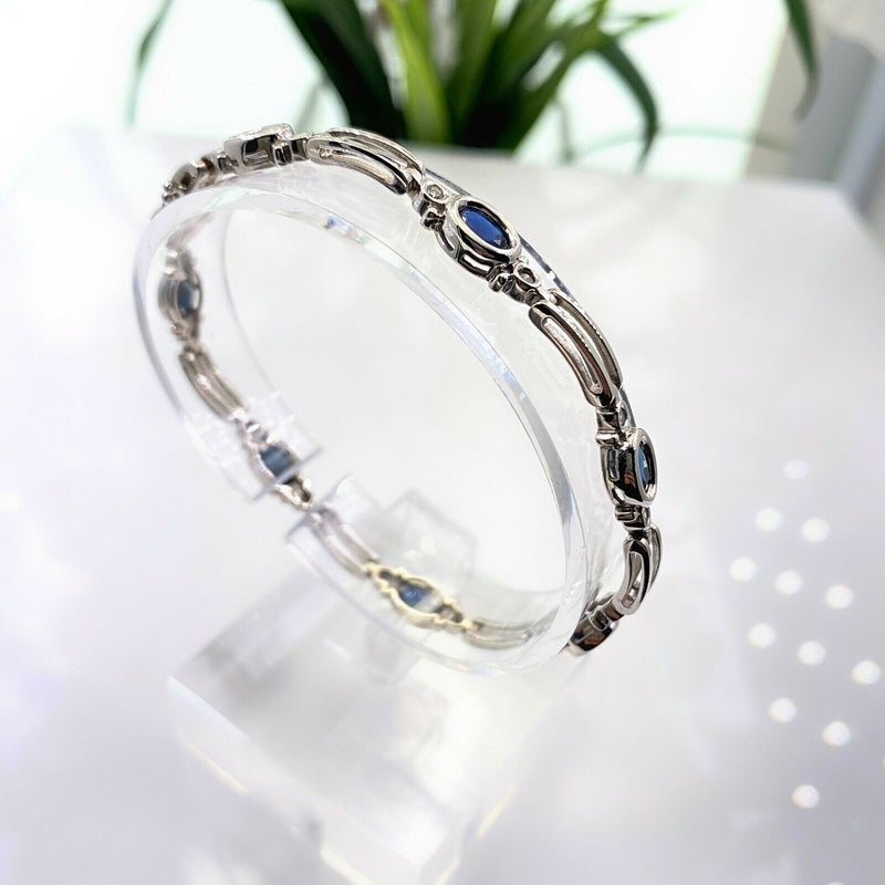 Diamond and Natural Blue Sapphire 4.00 CTW Bracelet 14K