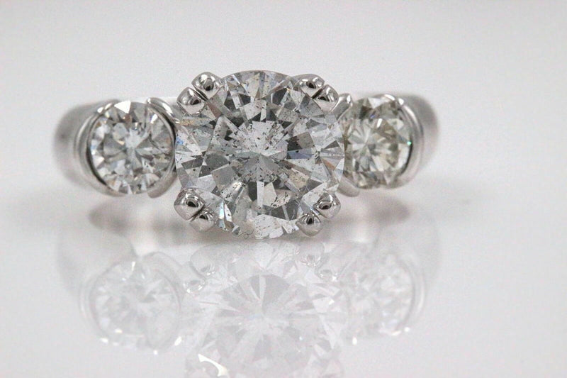 Three Stone Diamond Engagement Ring Round 2.93 tcw 18k White Gold $20,000 Retail