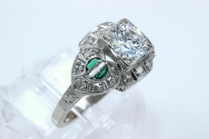 Antique Diamond & Emerald Ring Old European Cuts 1.50 tcw $15,000 Value