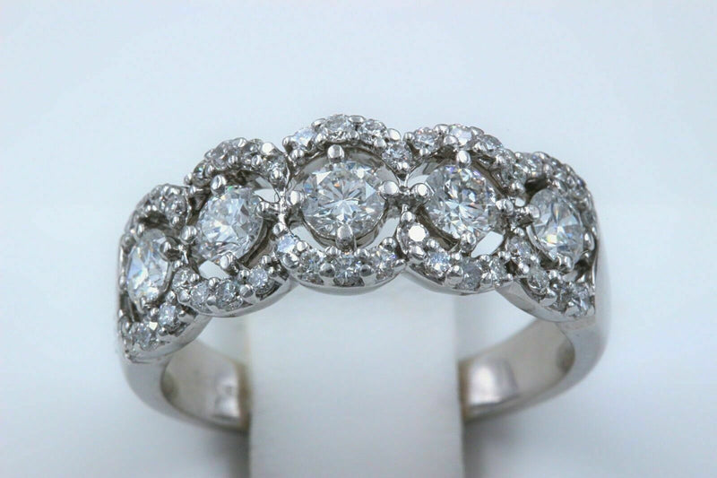 Diamond Wedding Band Ring Halo Design 14k White Gold $5000 Retail