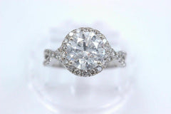 Diamond Engagement Ring Halo Design Rounds 2.95 tcw 14k White Gold $20,000 Value