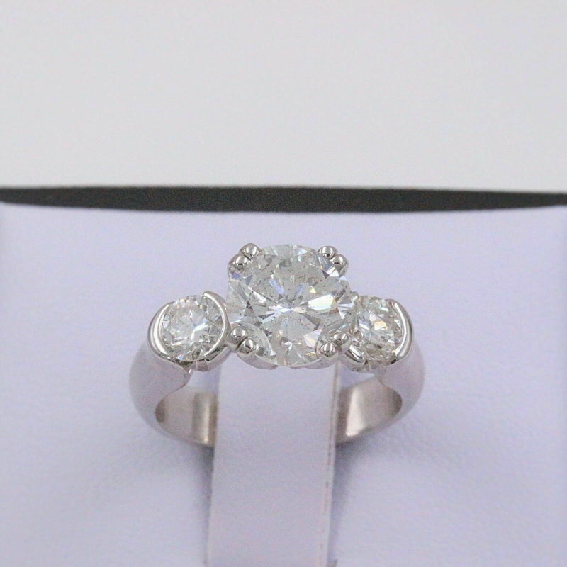 Three Stone Diamond Engagement Ring Round 2.93 tcw 18k White Gold $20,000 Retail