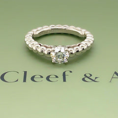 Van Cleef & Arpels Perlee Solitaire Round Diamond 0.50 cts DVVS2 Engagement Ring