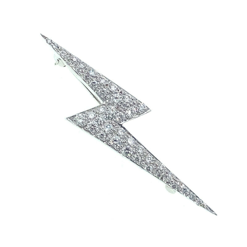 Marlene Stowe Diamond Lightning Bolt 0.85 tcw Brooch Pin set in Platinum