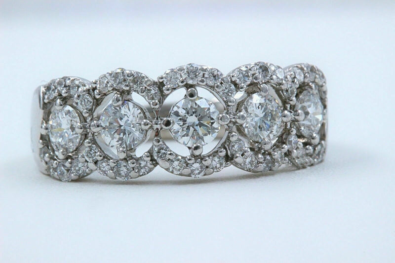 Diamond Wedding Band Ring Halo Design 14k White Gold $5000 Retail