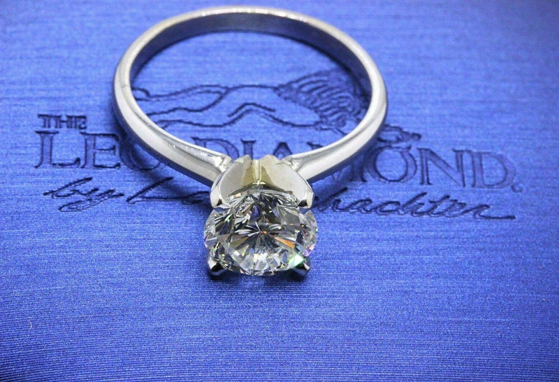 Leo Diamond Engagement Ring Round 1.97cts H SI1 14k White Gold Retail $36,000