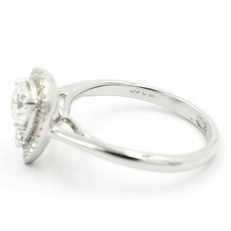 Hearts on Fire Destiny Teardrop Shape Halo Engagement Ring Round 0.88 TCW 18k WG