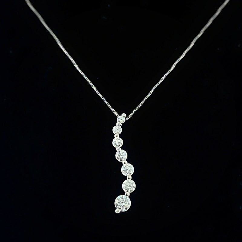7 Round Diamond Journey Necklace 1.00 tcw 14 kt White Gold