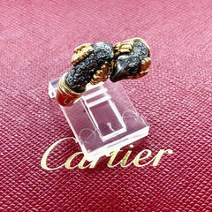 Cartier circa 1990 Silverioum Ram's Head Bypass 18kt Yellow Gold Ring