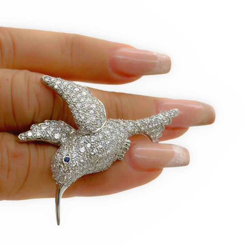 Tiffany & Co. Hummingbird Diamond Brooch Pin in Platinum