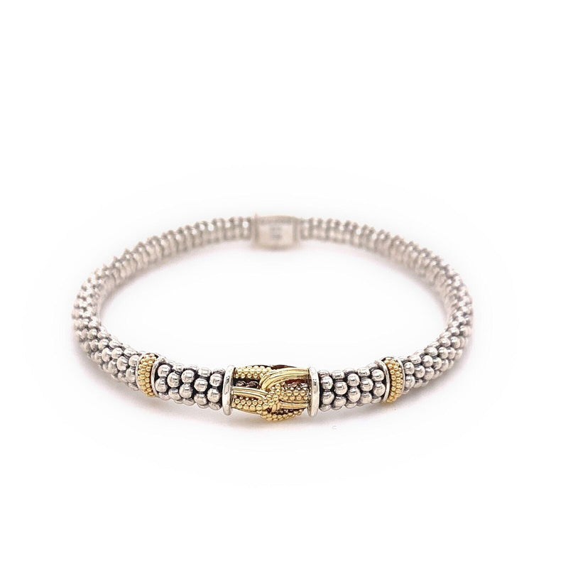 LAGOS  Caviar Two - Tone  Sterling Silver and 18kt YG Knot Bracelet