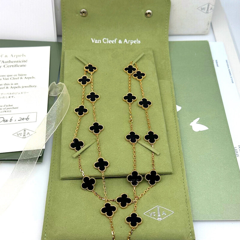 Van Cleef & Arpels Vintage Alhambra Black Onyx 10 Motif Yellow Gold Ne –  Dandelion Antiques
