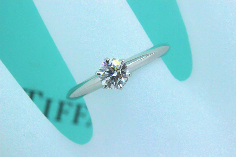 Tiffany & Co Platinum Diamond Engagement Ring Round 0.38 ct E VVS2 $5,000 Retail