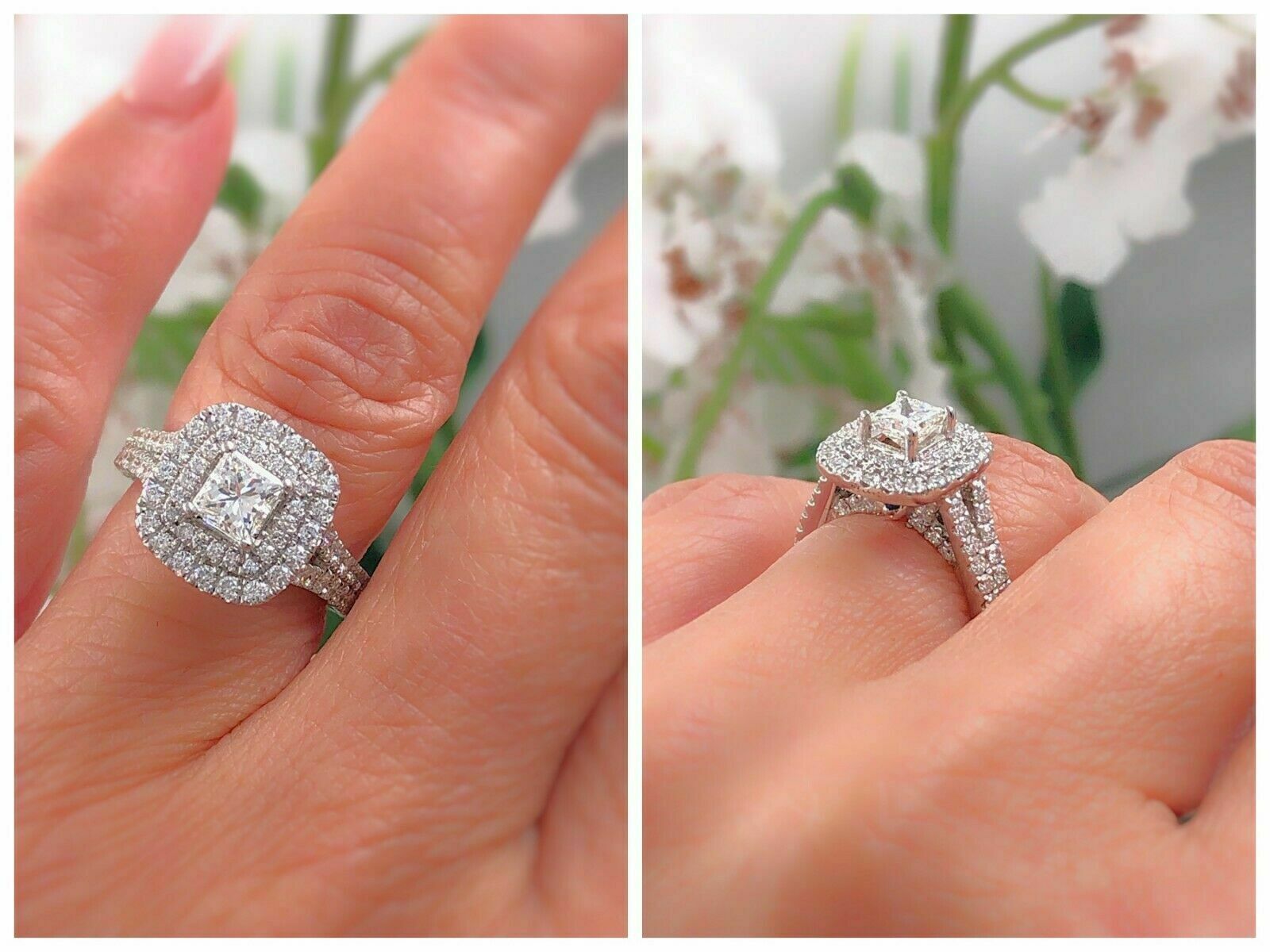 VERA WANG Love 1.00 tcw Pear Shape Diamond Sapphire Double Frame Engag | QD  Jewelry
