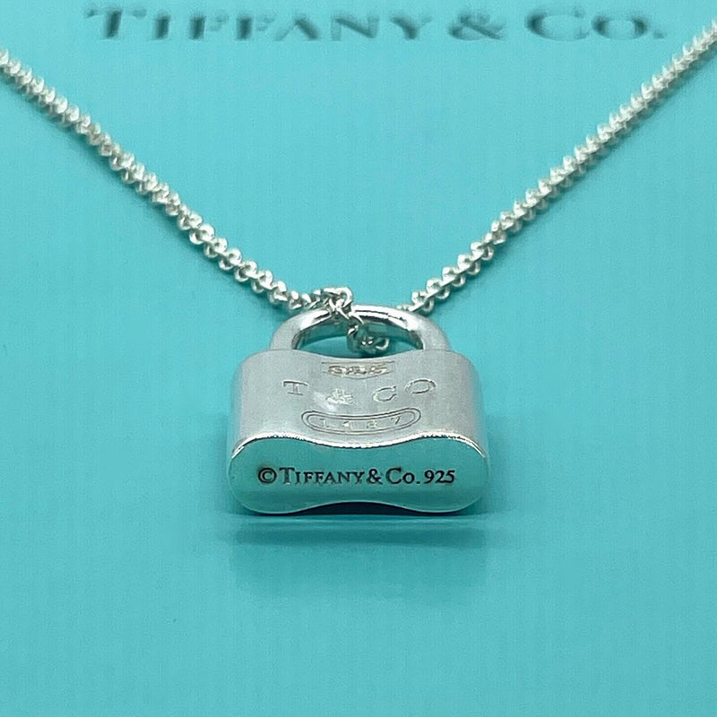 TIFFANY & CO Sterling Silver Padlock Keyhole Heart Beaded Necklace 18