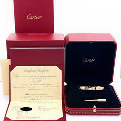 CARTIER Love Bangle Bracelet 18kt Rose Gold SZ 17 Full Set COA Boxes B6035617