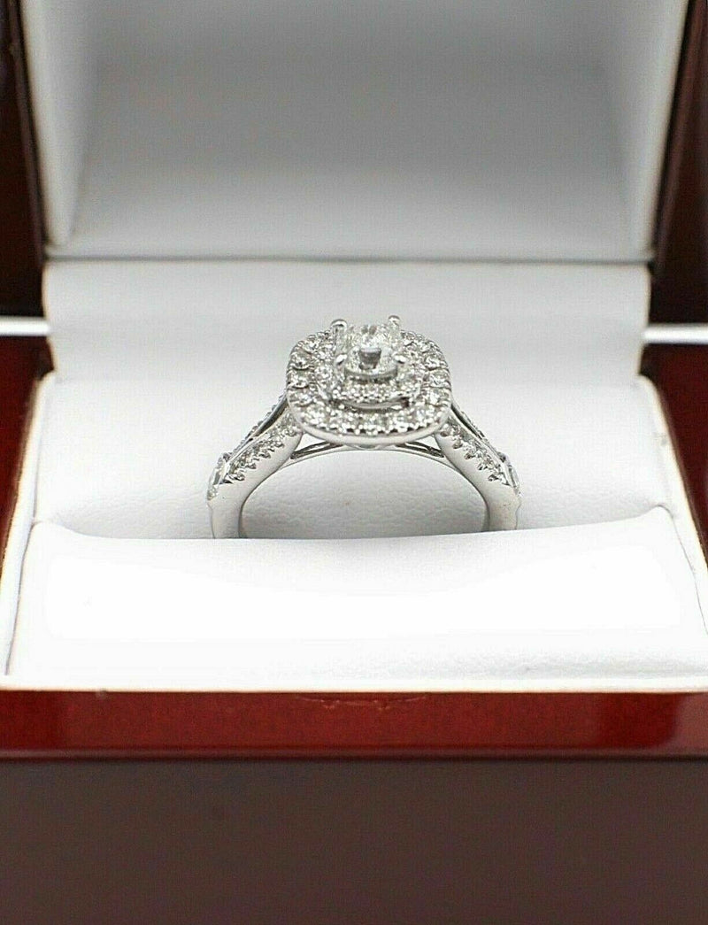 Celebration Cushion Diamond Engagement Ring Double Halo 1.20 tcw 18k White Gold