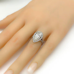 UNEEK Pear Shape Diamond 5.90 tcw Custom Halo Engagement Ring 14kt White Gold