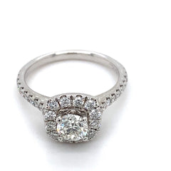 NEIL LANE Round Diamond Halo 1.27 tcw Engagement Ring in 14kt White Gold