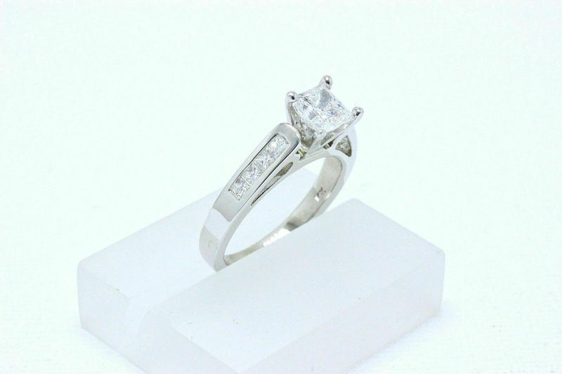 Celebration 18k White Gold Diamond Engagement Ring Princess 1.25 ct F SI1 $11K