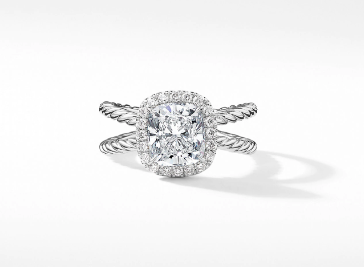 David Yurman Crossover Capri Cushion 2.00 tcw Halo Engagement Ring