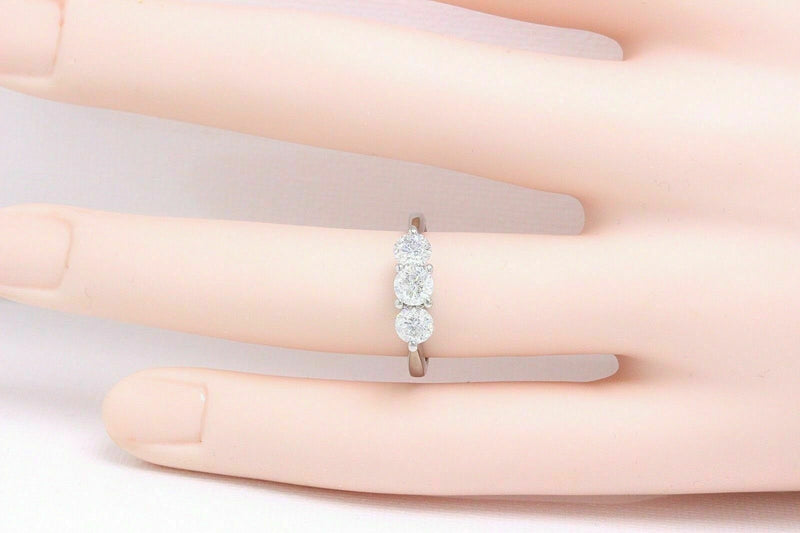 Sitara 3 Stone Diamond Engagement Ring Round 1.04 ct 14k White Gold $5500 Retail
