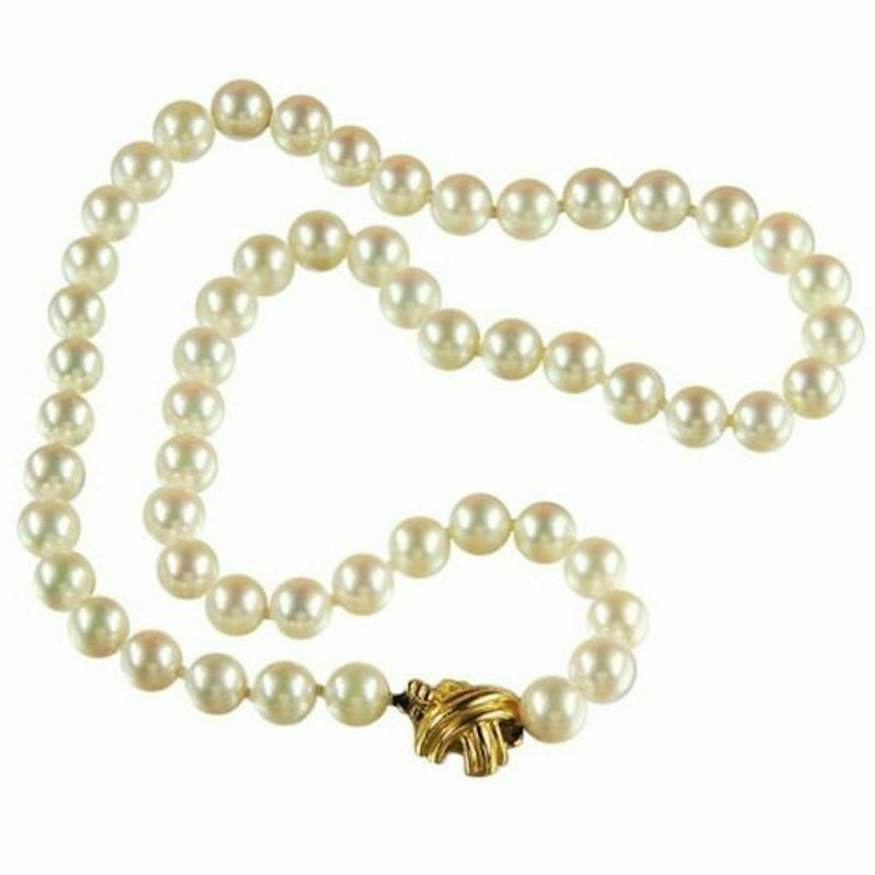 Tiffany & Co Akoya Cultured Pearl Signature X Necklace 18K Yellow Gold 9 9.5mm