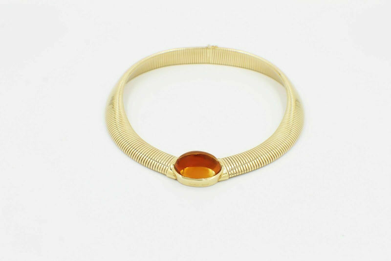 Vintage Cartier Amber Cabochon Collar Necklace 18k Yellow Gold