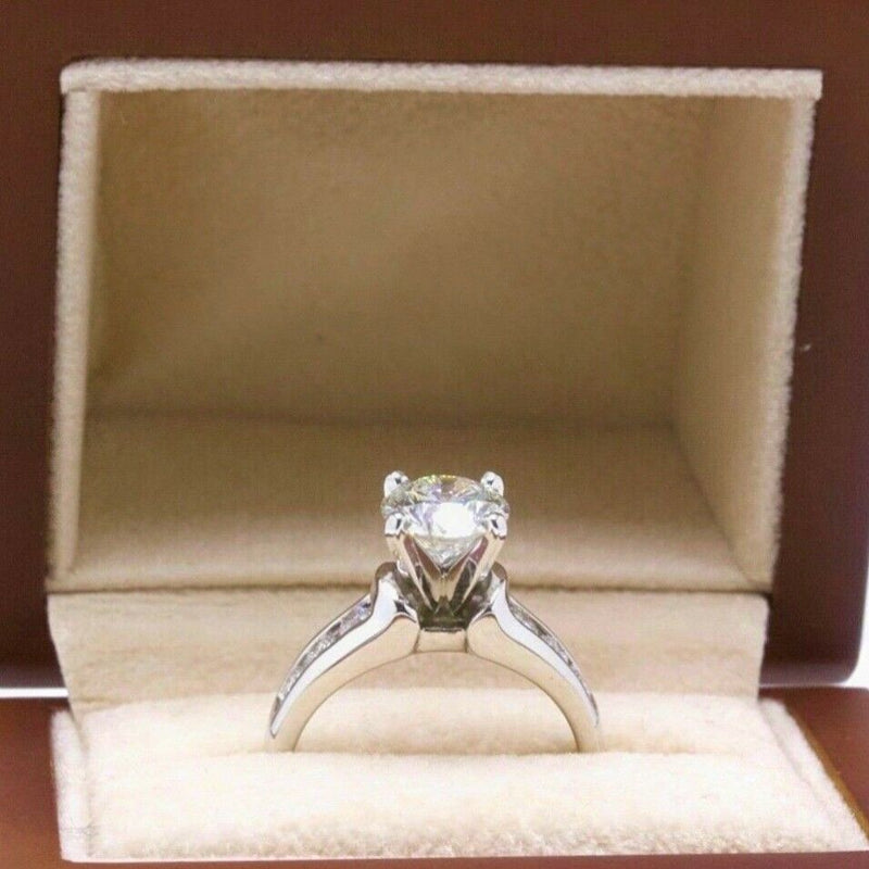 Leo Round Diamond Engagement Ring 2.10 tcw 14k White Gold $25,000 Retail