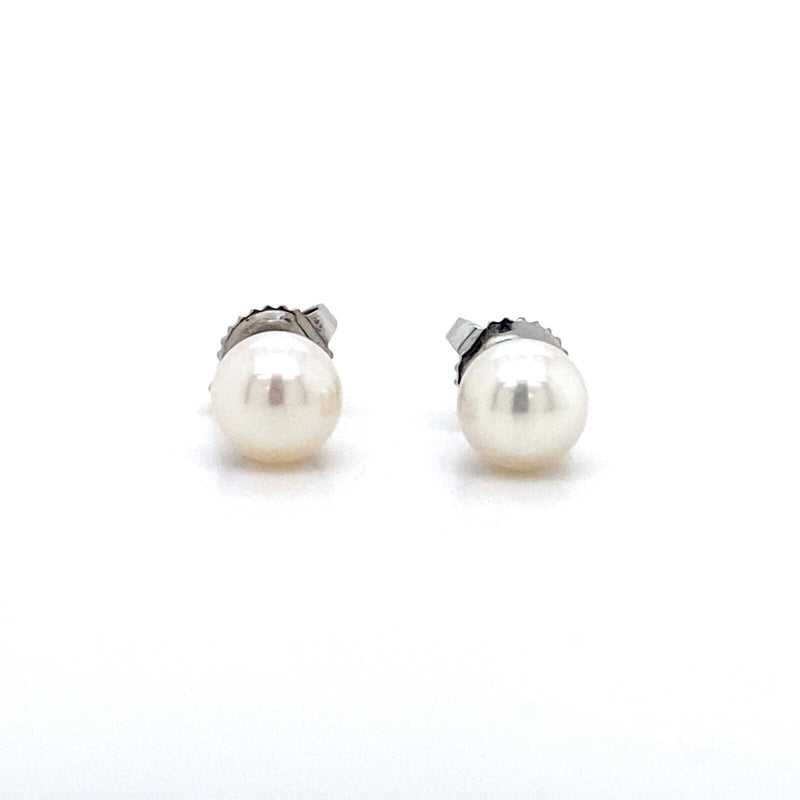 Tiffany & Co Signature Akoya Cultured Pearls 18jt White Gold 6 - 6.5 MM Earrings