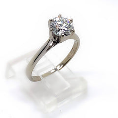 LAZARE KAPLAN Round Brilliant Diamond 1CT F VS1 Engagement Ring in 14kt WG GIA