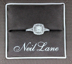 Neil Lane Diamond Engagement Ring Princess 1.00 tcw 14k White Gold $3,300 Retail