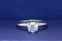Leo Diamond Engagement Ring Round 0.99 ct H SI1 14k White Gold $9,000 Retail