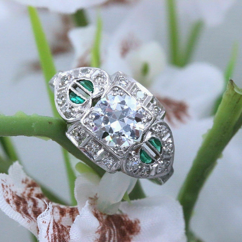 Antique Diamond & Emerald Ring Old European Cuts 1.50 tcw $15,000 Value