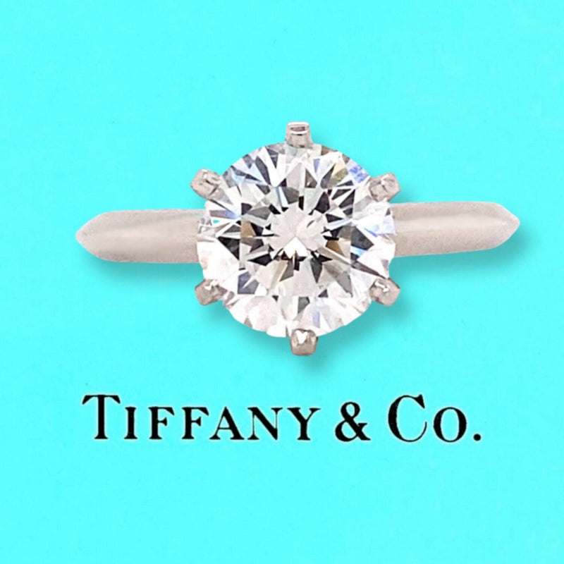 Tiffany & Co Classic Platinum Diamond Engagement Ring Round 1.23 cts G | QD  Jewelry