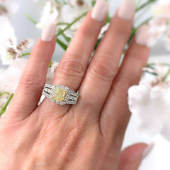 M. Christoff Cushion Fancy Yellow 2.34 tcw Diamond Engagement Ring 18kt WG AIGL