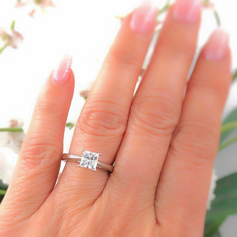 Celebration Princess Diamond Engagement Ring 1.09 cts H SI1 18k White Gold $8000