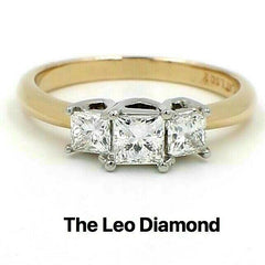 Leo Diamond Engagement Ring 3 Stone Princess 1.04 ct G SI1 14k Gold $4,000 Value