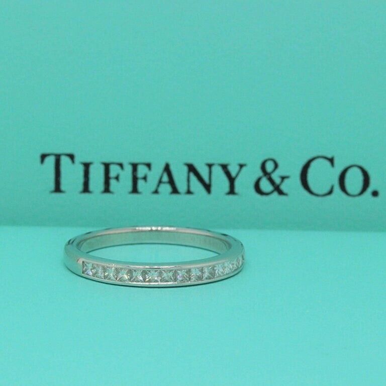Tiffany & Co. Square Cut Diamond Wedding Band Ring in Platinum 0.39 tcw 2.6 MM