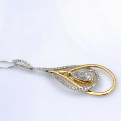 Pear Shape Diamond Tear Drop Pendant Necklace 14kt White Yellow Gold