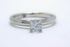 Leo Diamond Solitaire Engagement Ring Round 0.45 cts 14k White Gold