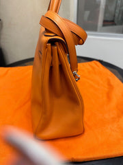 HERMES Kelly Retourne 32 cmm Circa 2005 Orange Veau Swift Palladium Hardware