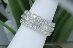 Baguette & Round Platinum Diamond Eternity Wedding Band Ring 3.6 tcw $9000 Value