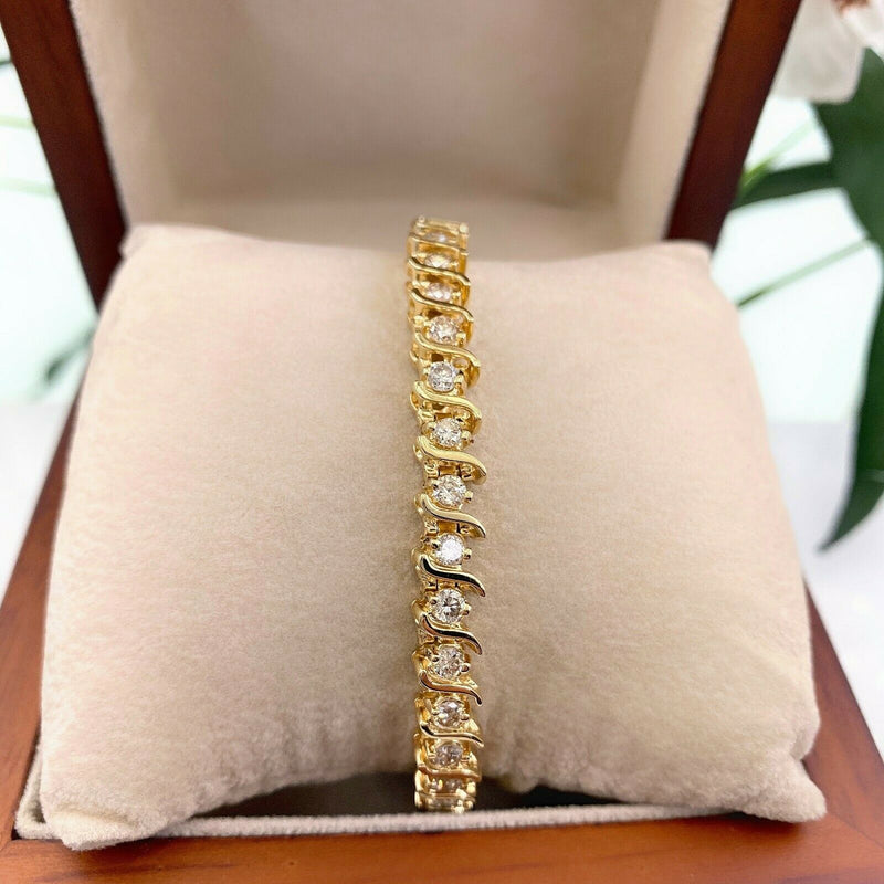 Diamond S Link Tennis Bracelet 4.00 CTW 14K Yellow Gold