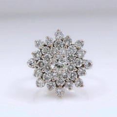 Diamond Cocktail Flower Cluster Ring 14k White Gold 3.38 tcw $12,000 Retail