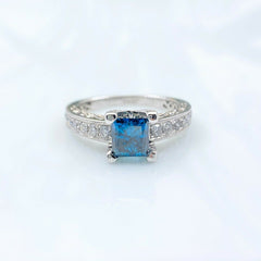Blue Diamond Princess Cut Engagement Ring 2.01 tcw Appraisal