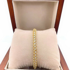 Round Brilliant Diamonds S Link  3.00 tcw 18K Yellow Gold Tennis Bracelet